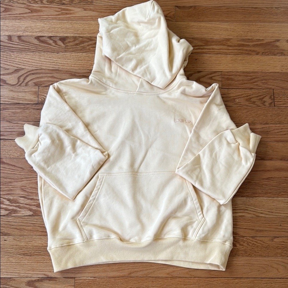 PARKE Embroidered Hoodie Sweatshirt in Butter, Size - S/M